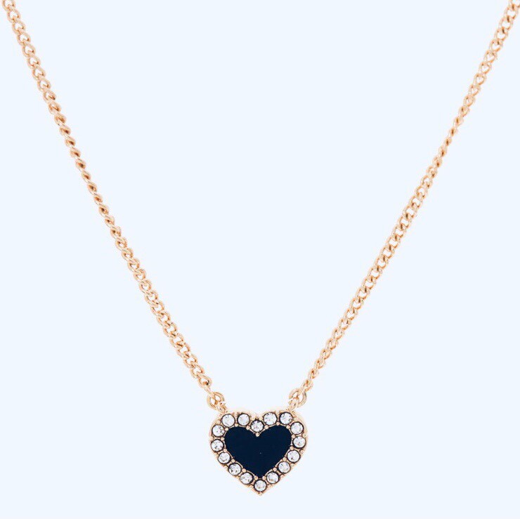 DKNY Black Studded Heart Necklace brand 